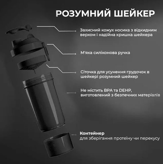 Шейкер спортивний SmartShake Slim 500 мл Black (10253001) | Зображення 2