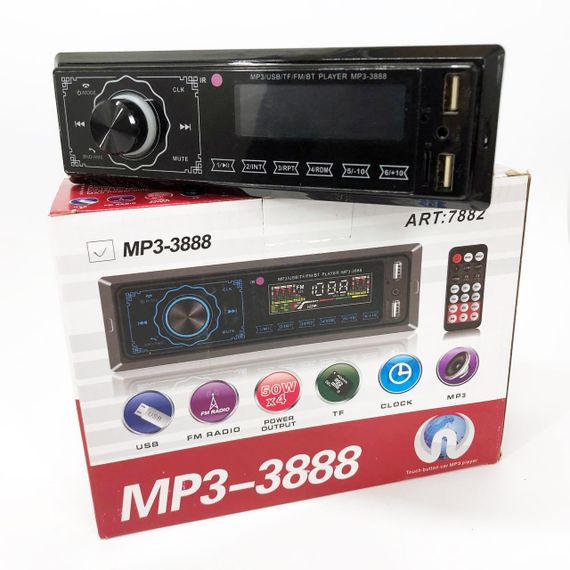 Автомагнітола MP3 3888 ISO 1DIN FM тюнер 4х50W сенсорний дисплей чорний, Bluetooth bluetooth магнітола | Зображення 9