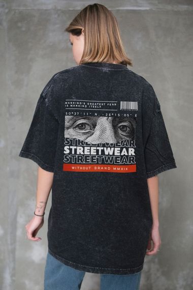 Виварена Оверсайз Футболка Without Washed З Принтом Streetwear Black | Зображення 3