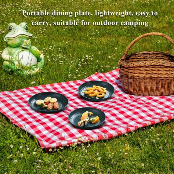Набор пластиковых тарелок 8 шт 23 см, многоразовые обеденные миски темно-зеленые для кемпинга, дома, природы | Зображення 5