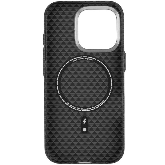 Чохол TPU+PC KVZV Triangular Pattern with Magnetic Fit для Apple iPhone 15 Pro (6.3") Black | Зображення 3