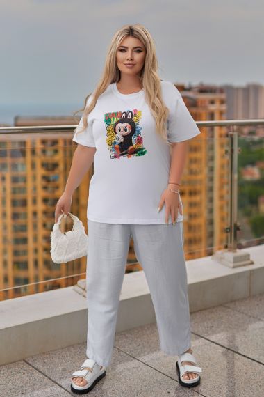 Женская футболка с принтом Labubu цвет белый, размер 50/52, GF05257 | Зображення 1