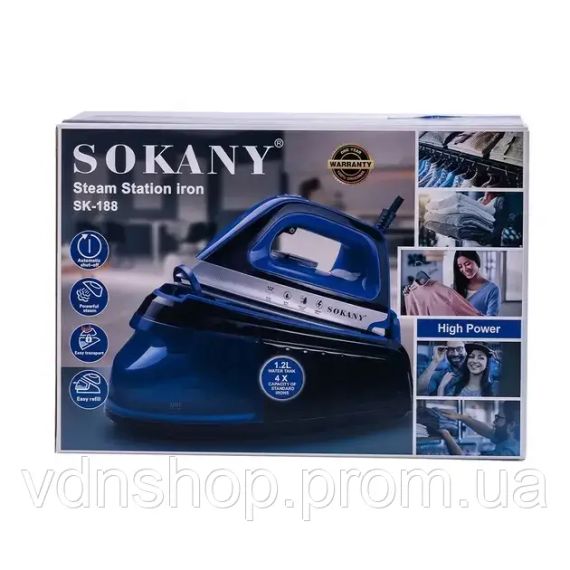 Праска з паровою станцією та антипригарним покриттям SOKANY SK-188 праска керамічна з самоочищенням 2400 Вт | Зображення 1