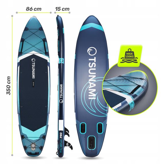 Надувна SUP дошка TSUNAMI PRO 350 см з веслом T12 (P-5905973405607) | Зображення 9