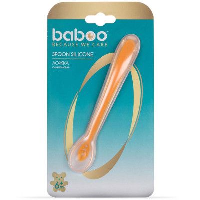 Набор детской посуды Baboo силиконовая ложка от 6 мес. оранжевая (10-008) | Зображення 3