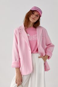 Жіночий класичний однотонний жакет - рожевий цвет, ONE SIZE (є розміри)