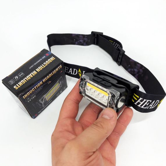 Ліхтар налобний YY-19C-5SMD+COB white+yellow+red Motion Sensor, Потужний світлодіодний ліхтарик OI-233 на голову | Зображення 3