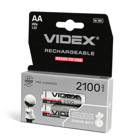 Акумулятор AA/HR06 1,2V 2100mAh (бл-2шт) Videx