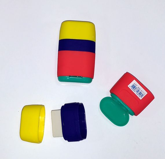 Точилка + гумка ВМ.4771 Buromax 2 отвори, пластиков. корпус, з контейнером (4823078964168) Жовтий | Зображення 1