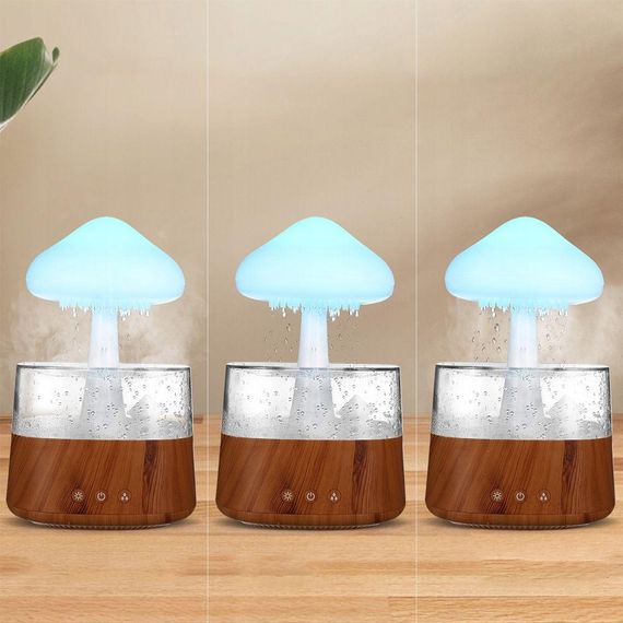 Зволожувач повітря Гриб з ефектом дощу та підсвіткою 300мл, від USB, MUSHROOM / Ароматизуючий нічник / Ультразвуковий аромадифузор | Зображення 4