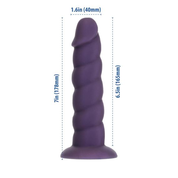 Фалоімітатор Fantasy by Addiction Unicorn Dildo 7” Purple, віброкуля в подарунок Sex Aura | Зображення 1