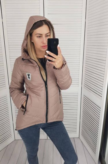 Жіноча демісезонна куртка з емблемою, арт.210/7, кава | Зображення 5