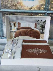Постельное белье Romeo Vis.Kahve krem Ранфорс Хлопок Евро размер