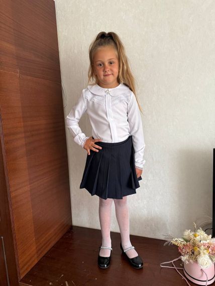 Дитяча шкільна спідниця-шорти на дівчинку в складку колір чорний розмір 152, SBR560 | Зображення 2