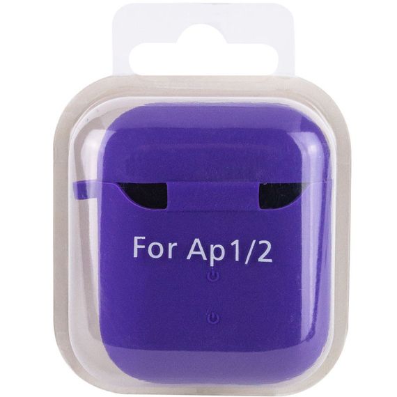 Силиконовый футляр с микрофиброй для наушников Airpods 1/2 Фиолетовый / Ultra Violet | Зображення 5