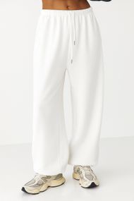 Спортивні штани з плюшевим начісом - молочний цвет, L (є розміри)