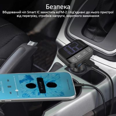 FM модулятор Promate ezfm-2 black AUX/SD/USB Black (ezfm-2.black) | Зображення 5