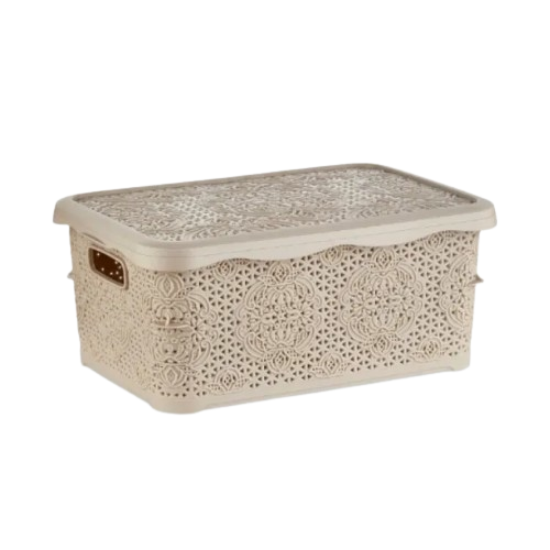 Кошик 10л з кришкою бежевий Lace ELIF