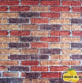 3D панель самоклеюча 700х770х5 мм Шпалери під декоративну цеглу Самоклейка 3Д Червоно-коричневий
