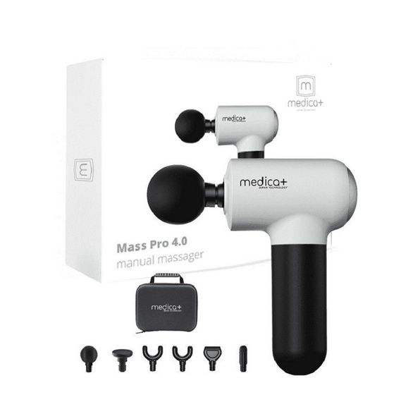 Перкуссионный ручной массажер для тела и мышц Medica+ MassHand Pro 4.0 white гарантия 1 год
