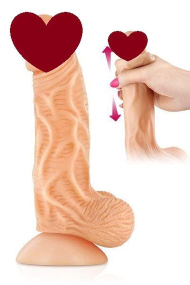Фалоімітатор із рухомою крайньою плоттю Real Body — Real JO, діаметр 4 см, TPE Sex Aura