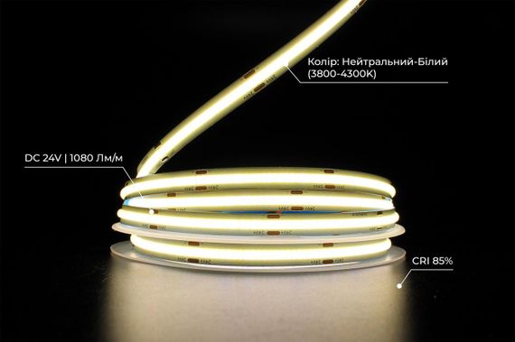Світлодіодна LED стрічка PROLUM 24V СОВ 480 LED IP20 Series S Нейтральний-Білий 3800-4300K | Зображення 3