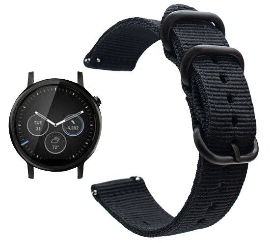 Нейлоновый ремешок Primo Traveller для часов Motorola Moto 360 2nd gen (46mm) - Black