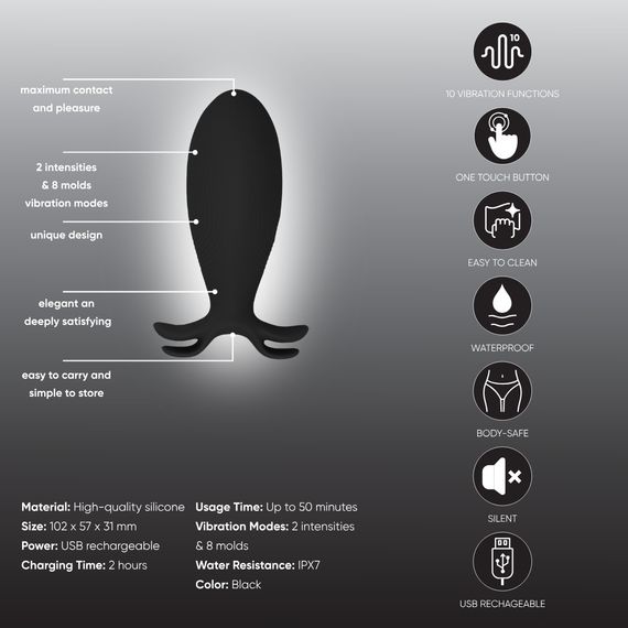 Анальний вібратор Sweet Em, чорний sexstyle | Зображення 1