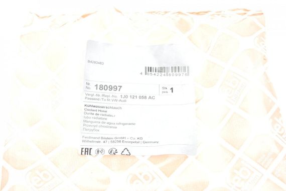 Патрубок радіатора Audi A3 Skoda Octavia I VW Bora Golf IV 1.6-2.0 96-13 180997 | Зображення 1