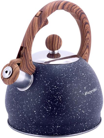 Чайник Kamille Whistling Kettle Marble 2л з нержавіючої сталі зі свистком, чорний мармур | Зображення 1