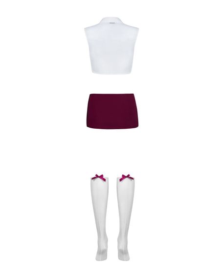 Еротичний костюм студентки Obsessive Student 4 pcs costume S/M, топ, спідниця, стринги, гольфи | Зображення 5