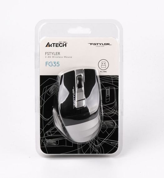 Миша бездротова A4Tech Fstyler FG35 (Grey),  USB, колір чорний+сірий | Зображення 5