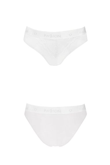 Трусики с широкой резинкой и кружевом Passion PS001 PANTIES, Белый, XL, XL | Зображення 4
