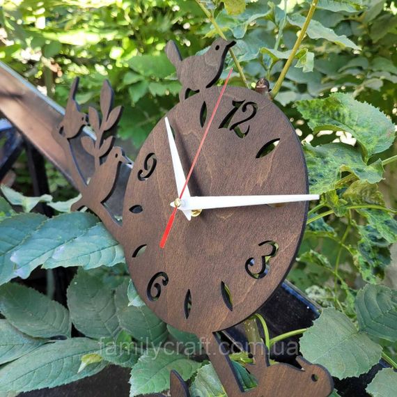 Настінний дерев'яний годинник з фанери Оригінальний годинник з пташками Декор для дому, офісу, подарунок | Зображення 7