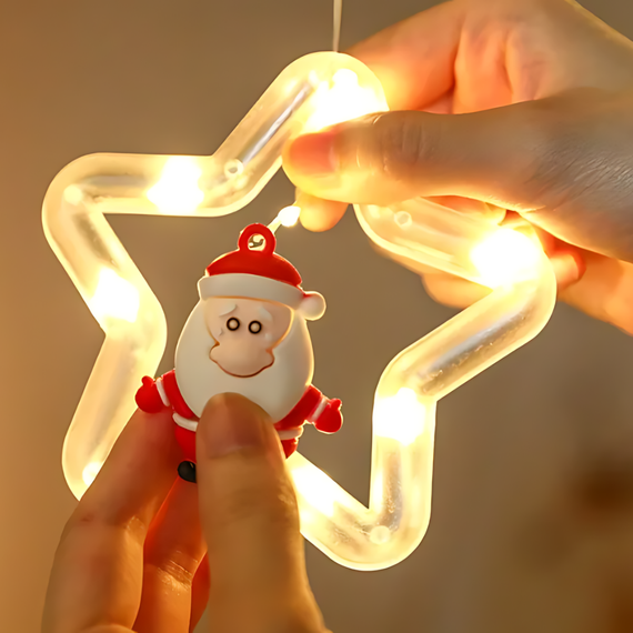 Світлодіодна гірлянда штора зірки 3D Niki Light 3м завіса зірки з фігурками всередині теплий білий | Зображення 4
