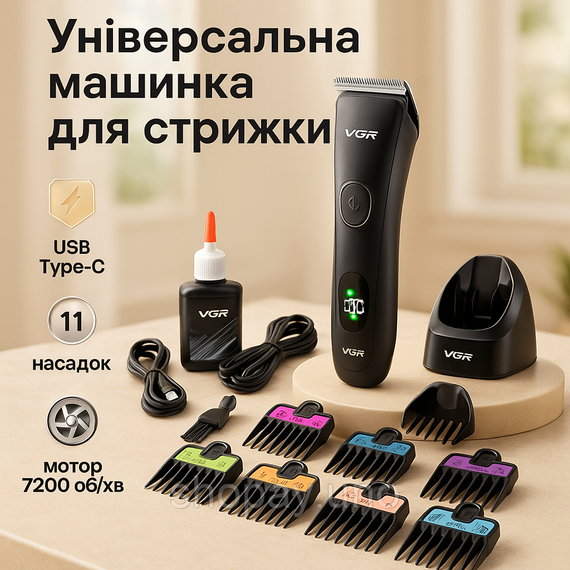 Бездротова машинка для стрижки для дому VGR Професійна електрична машинка стрижки FM-51