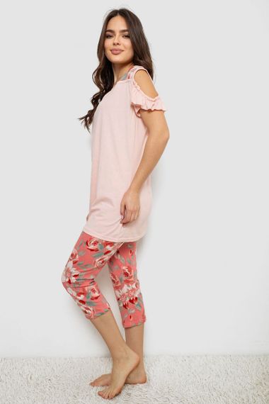 Пижама женская с принтом  -уценка, цвет персиковый, 243R1602-003-U-2 | Зображення 2