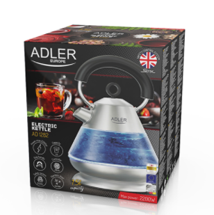 Електрочайник скляний Adler 1282 STRIX 2200 Вт | Зображення 5