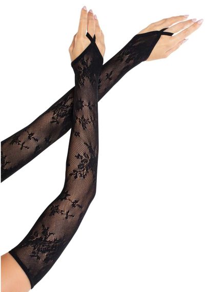 Мітенки Leg Avenue Floral Net Extra Long Gauntlet Arm Warmers Black One Size Sex Aura