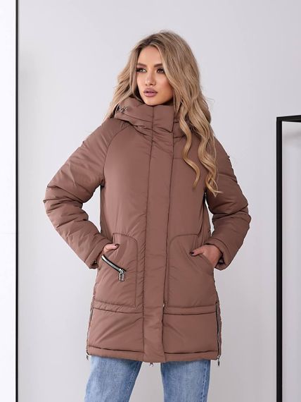 Жіноча зимова куртка з капюшоном, арт. 509, кава | Зображення 1