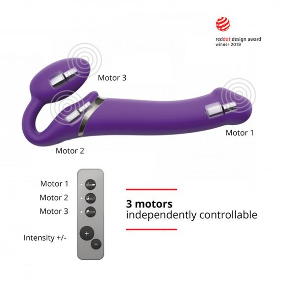 Безремневий страпон з вібрацією, Strap On Me-Strapless Vibrating, фіолетовий, 19 х 3.7 см Sex Aura | Зображення 3