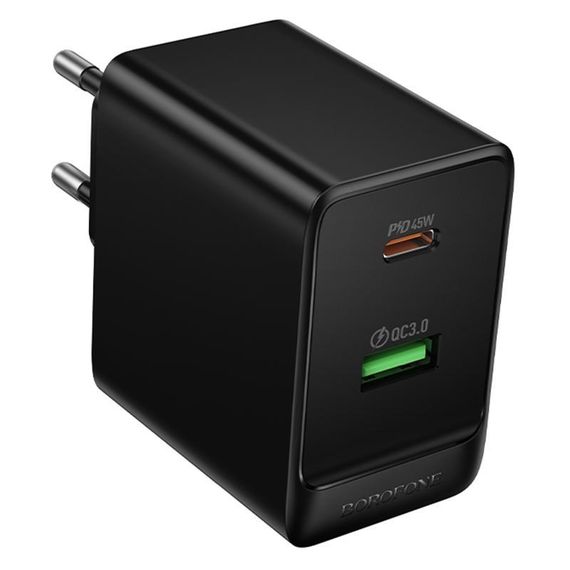 МЗП Borofone BAS16A Erudite PD45W+QC3.0 (1USB-A/1C) Black | Зображення 2