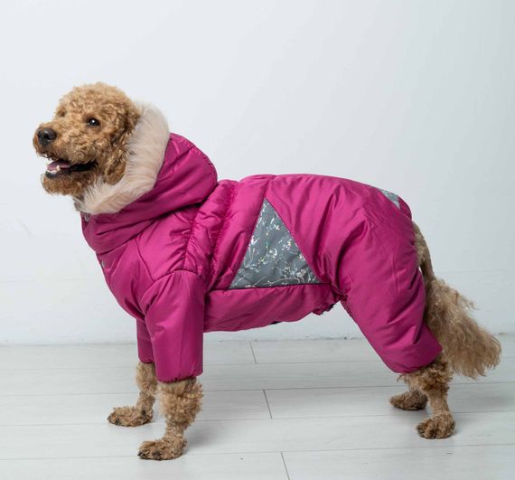 Зимовий комбінезон для дівчаток хутро малиновий AD-31