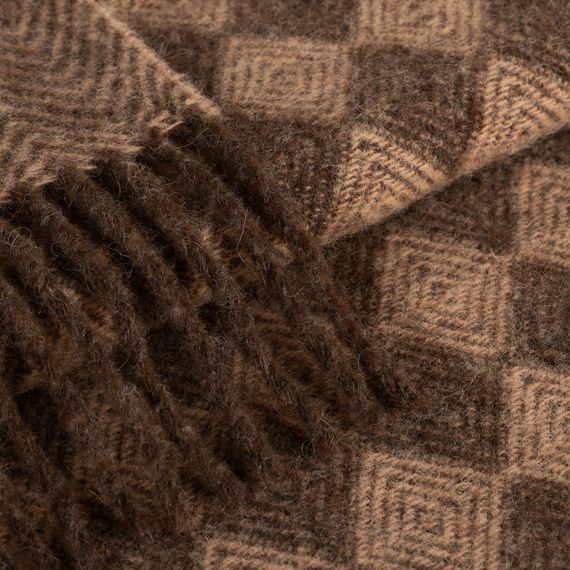Плед из новозеландской шерсти коричневый с бахромой 140x200 см | Зображення 2