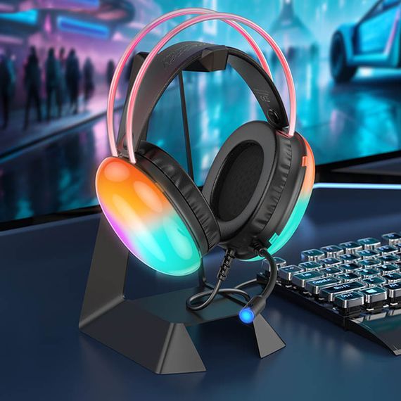 Накладні навушники Hoco W109 Plus Rich USB7.1 channel gaming (USB/2m) Black | Зображення 6