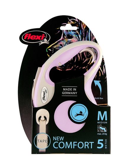 Рулетка для собак Flexi New Comfort M, стрічка 5 м, фіолетовий | Зображення 1