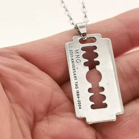 Чоловічий жіночий кулон лезо одне прикрашання біжутерія хром із написом