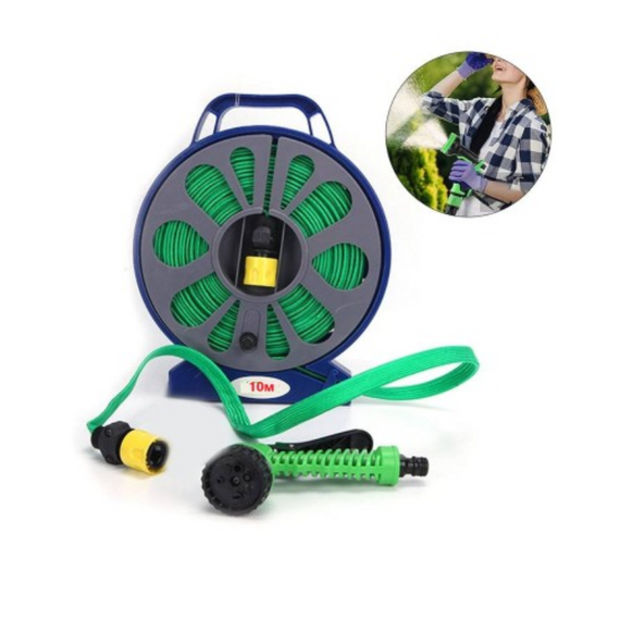 Шланг для поливання 9 м із котушкою і розпилювачем, поливальний набір для зручного поливання, поливальний набір | Зображення 1