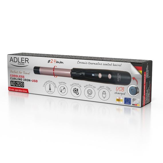 Плойка для волосся бездротова Adler AD 2120 USB-C 24 мм | Зображення 9