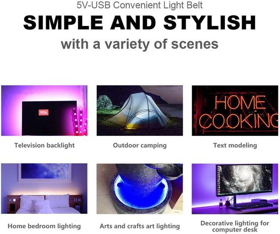 Світлодіодні стрічка для телевізора 2 метри, підсвітка телевізора, світлодіодна стрічка USB з пультом. | Зображення 1